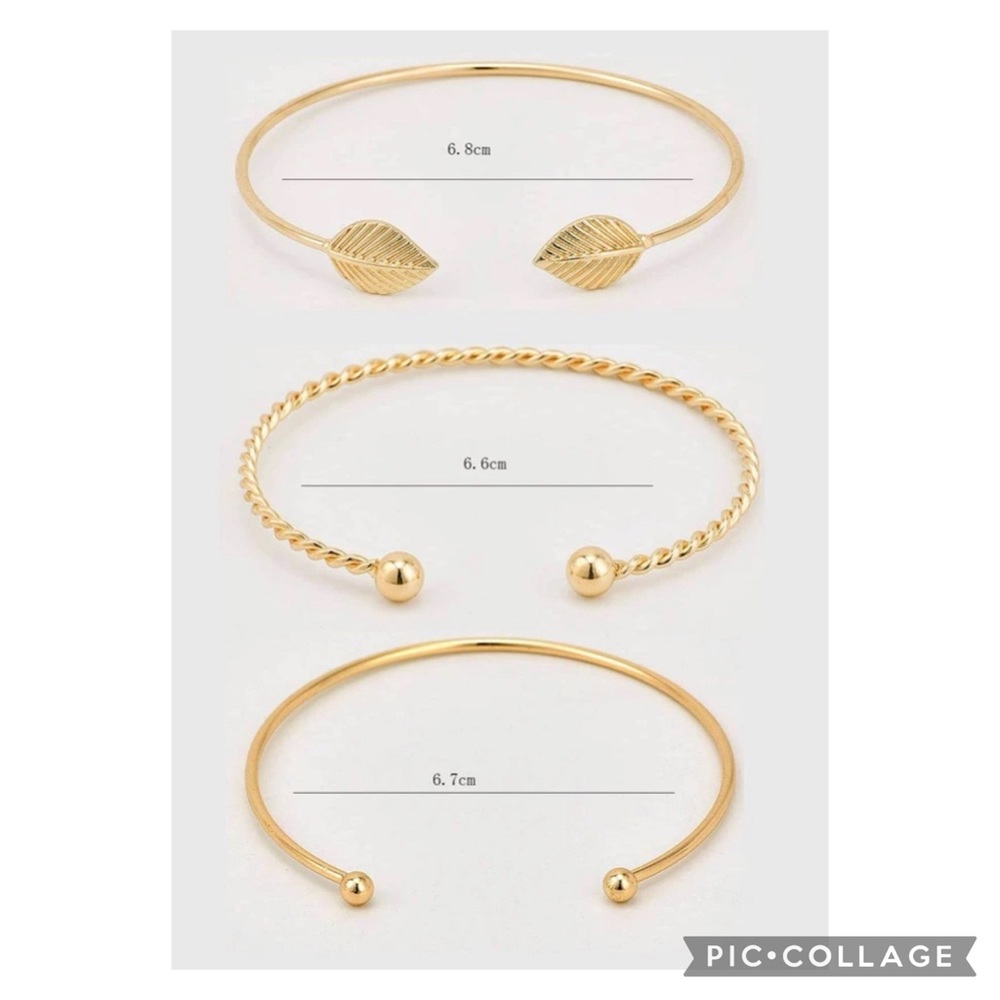 3 pc set of gold cuff bracelets - Picture 3 of 3